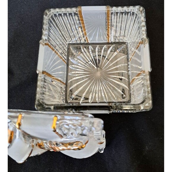 VTG Anna Hutte Bleikristall Lead Crystal Trinket Box 24% PbO Square Bow Germany - Picture 5 of 8